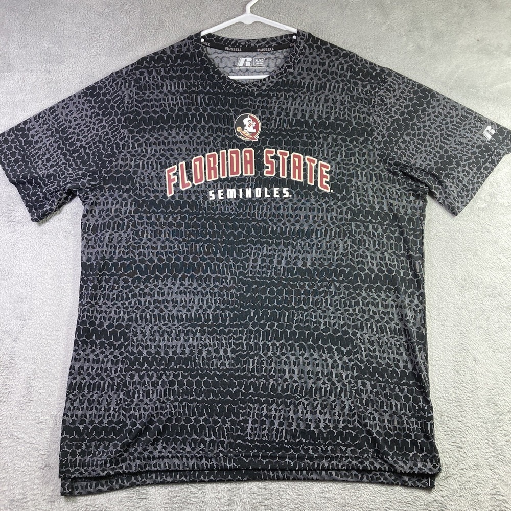 Florida State Seminoles Shirt Men XL Black Graphic Tee Russell Performance SS